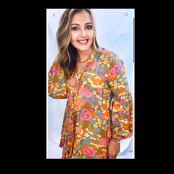 NWT SZ SM by Dee-Dee for Anthro Vintage Boho style Groovy Floral Print Dress👗 - Picture 7 of 7